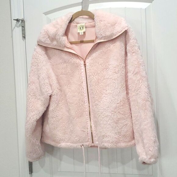 Fuda Womans  Pink Furry Full Zip Jacket Extremely soft, Rose Gold Hardware,  MED - Picture 1 of 7